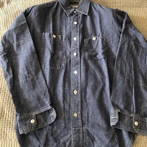 ENGINEERED GARMENTS BLUE CTTN CHAMBRAY SHIRT, MED